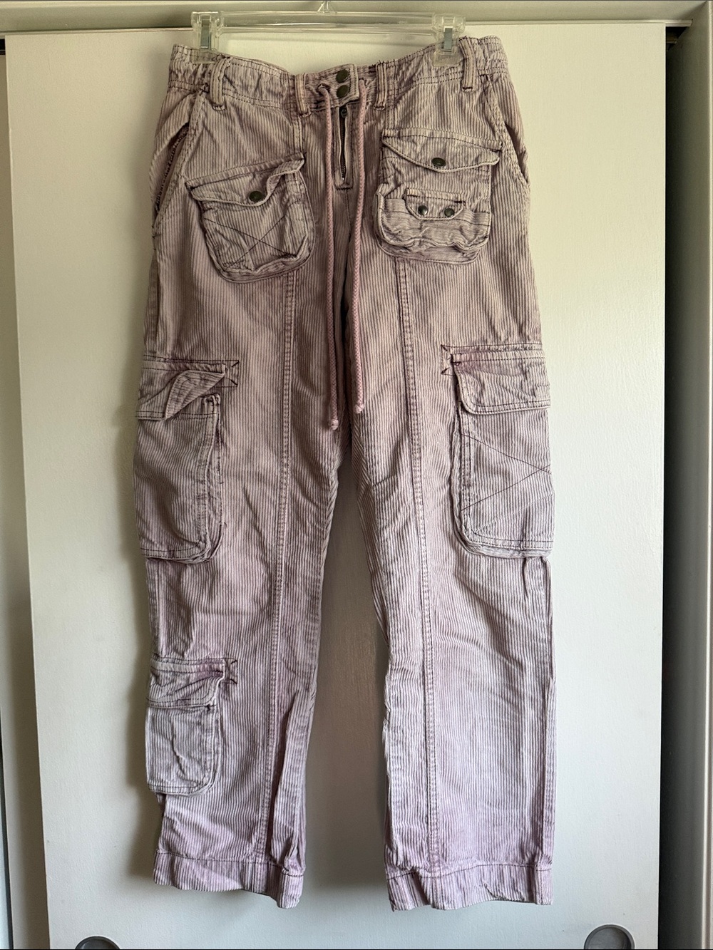 Free People Tahiti Cargo Pants Utility Mid Rise Baggy in Misty Plum Lilac - Picture 2 of 5
